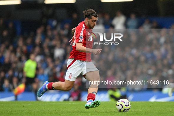 Jota Silva of Nottingham Forest is in action during the Premier League match between Chelsea and Nottingham Forest at Stamford Bridge in Lon...