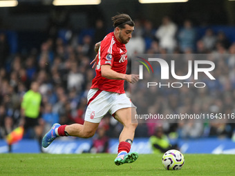 Jota Silva of Nottingham Forest is in action during the Premier League match between Chelsea and Nottingham Forest at Stamford Bridge in Lon...