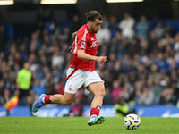 Jota Silva of Nottingham Forest is in action during the Premier League match between Chelsea and Nottingham Forest at Stamford Bridge in Lon...