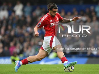 Jota Silva of Nottingham Forest controls the ball during the Premier League match between Chelsea and Nottingham Forest at Stamford Bridge i...