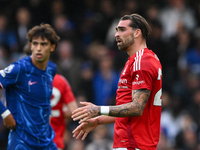 Jota Silva of Nottingham Forest reacts after a missed opportunity at goal during the Premier League match between Chelsea and Nottingham For...