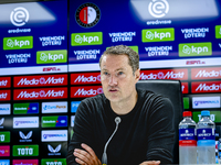 Feyenoord Rotterdam trainer Brian Priske speaks during the press conference after the match between Feyenoord and Twente at the Feyenoord st...