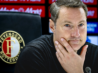 Feyenoord Rotterdam trainer Brian Priske speaks during the press conference after the match between Feyenoord and Twente at the Feyenoord st...