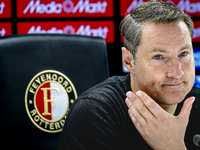 Feyenoord Rotterdam trainer Brian Priske speaks during the press conference after the match between Feyenoord and Twente at the Feyenoord st...