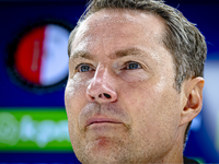 Feyenoord Rotterdam trainer Brian Priske speaks during the press conference after the match between Feyenoord and Twente at the Feyenoord st...