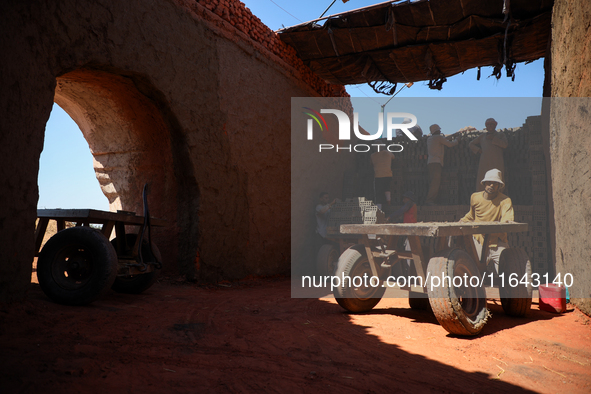 Red brick factory workers in Fayoum, Egypt, on October 5, 2024. 