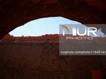 Red brick factory workers in Fayoum, Egypt, on October 5, 2024. (