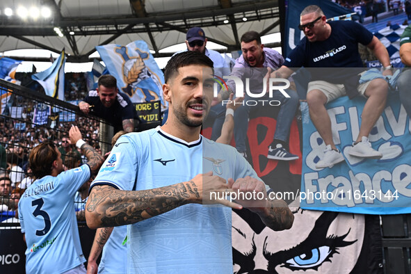 Mattia Zaccagni of S.S. Lazio participates in the 7th day of the Serie A Championship between S.S. Lazio and Empoli F.C. at the Olympic Stad...