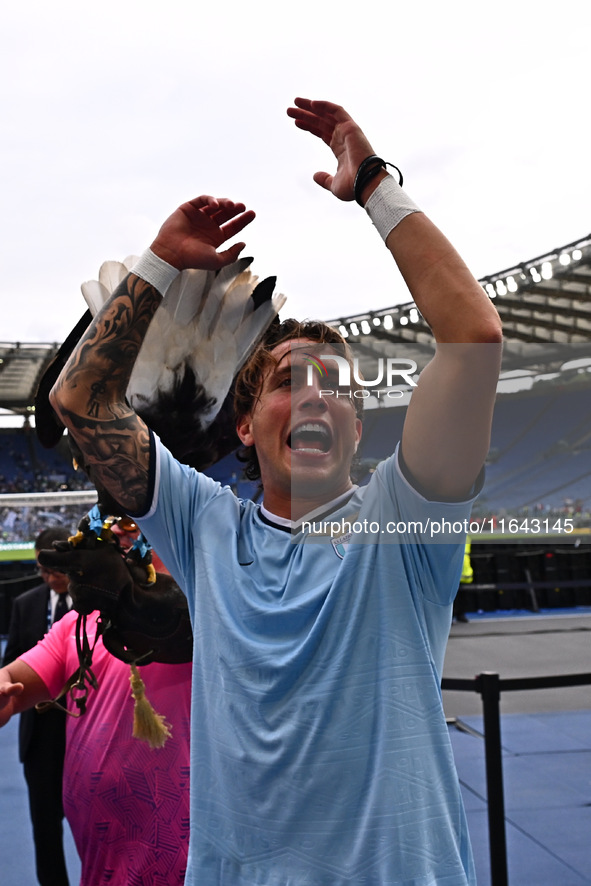 Luca Pellegrini of S.S. Lazio participates in the 7th day of the Serie A Championship between S.S. Lazio and Empoli F.C. at the Olympic Stad...