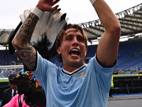 Luca Pellegrini of S.S. Lazio participates in the 7th day of the Serie A Championship between S.S. Lazio and Empoli F.C. at the Olympic Stad...