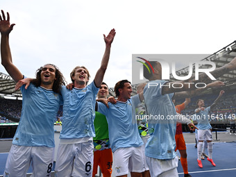 Matteo Guendouzi, Nicolo Rovella, and Mattia Zaccagni of S.S. Lazio participate during the 7th day of the Serie A Championship between S.S....