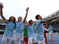 Matteo Guendouzi, Nicolo Rovella, and Mattia Zaccagni of S.S. Lazio participate during the 7th day of the Serie A Championship between S.S....