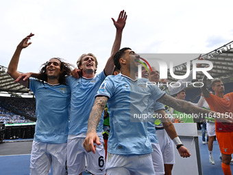 Matteo Guendouzi, Nicolo Rovella, and Mattia Zaccagni of S.S. Lazio participate during the 7th day of the Serie A Championship between S.S....