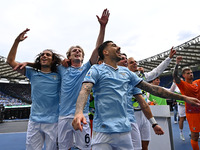 Matteo Guendouzi, Nicolo Rovella, and Mattia Zaccagni of S.S. Lazio participate during the 7th day of the Serie A Championship between S.S....