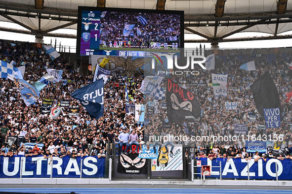 A supporter of S.S. Lazio attends the 7th day of the Serie A Championship between S.S. Lazio and Empoli F.C. at the Olympic Stadium in Rome,...