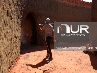 Red brick factory workers in Fayoum, Egypt, on October 5, 2024. (