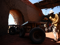 Red brick factory workers in Fayoum, Egypt, on October 5, 2024. (