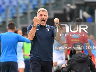 Marco Baroni, coach of S.S. Lazio, celebrates after Pedro of S.S. Lazio scores the goal for 2-0 during the 7th day of the Serie A Championsh...