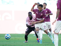 Andres Tello of US Salernitana is in action during the Serie B match between Palermo and Salernitana at the Stadio ''Renzo Barbera'' in Pale...