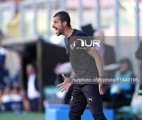 Alessio Dionisi, head coach of Palermo FC, watches the Serie B match between Palermo and Salernitana at the Stadio ''Renzo Barbera'' in Pale...