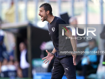 Alessio Dionisi, head coach of Palermo FC, watches the Serie B match between Palermo and Salernitana at the Stadio ''Renzo Barbera'' in Pale...