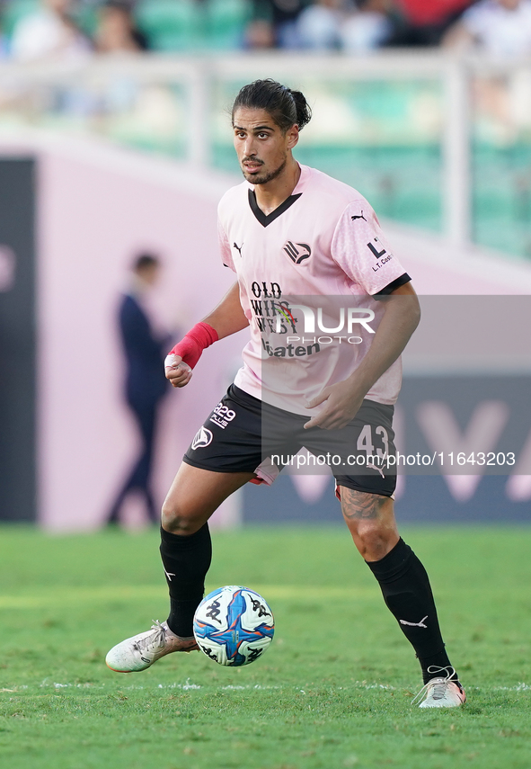 Dimitris Nikolaou of Palermo FC is in action during the Serie B match between Palermo and Salernitana at the Stadio ''Renzo Barbera'' in Pal...