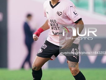 Dimitris Nikolaou of Palermo FC is in action during the Serie B match between Palermo and Salernitana at the Stadio ''Renzo Barbera'' in Pal...