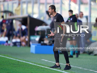 Alessio Dionisi, head coach of Palermo FC, watches the Serie B match between Palermo and Salernitana at the Stadio ''Renzo Barbera'' in Pale...