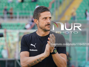 Alessio Dionisi, head coach of Palermo FC, watches the Serie B match between Palermo and Salernitana at the Stadio ''Renzo Barbera'' in Pale...