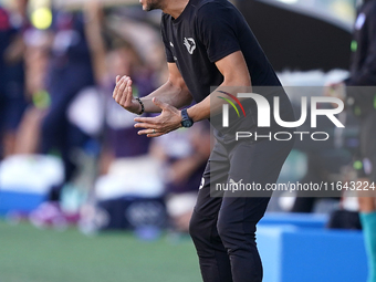 Alessio Dionisi, head coach of Palermo FC, watches the Serie B match between Palermo and Salernitana at the Stadio ''Renzo Barbera'' in Pale...