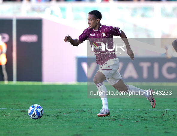 Lilian Njoh of Us Salernitana plays during the Serie B match between Palermo and Salernitana at the Stadio ''Renzo Barbera'' in Palermo, Ita...