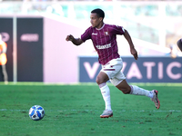 Lilian Njoh of Us Salernitana plays during the Serie B match between Palermo and Salernitana at the Stadio ''Renzo Barbera'' in Palermo, Ita...