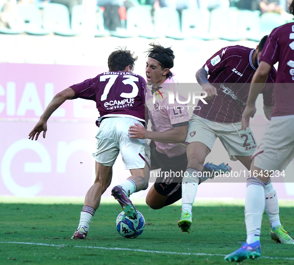 Filippo Ranocchia of Palermo FC is in action during the Serie B match between Palermo and Salernitana at the Stadio ''Renzo Barbera'' in Pal...