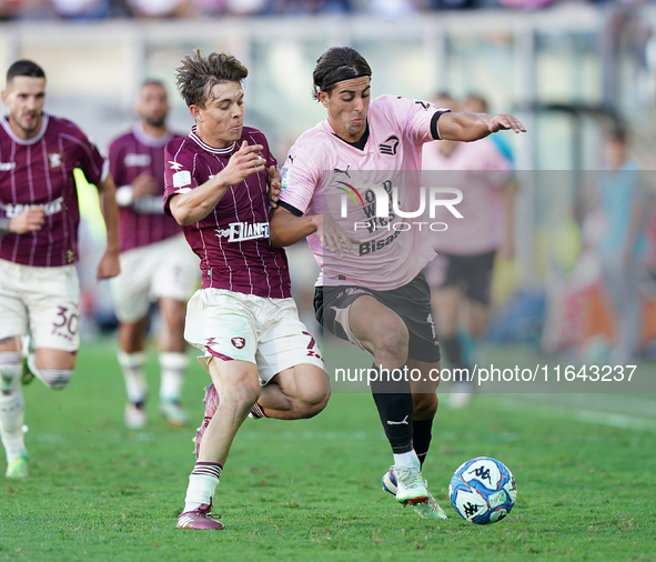 Filippo Ranocchia of Palermo FC is in action during the Serie B match between Palermo and Salernitana at the Stadio ''Renzo Barbera'' in Pal...