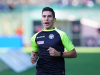 Referee Federico Dionisi officiates the Serie B match between Palermo and Salernitana at the Stadio Renzo Barbera in Palermo, Italy, on Octo...