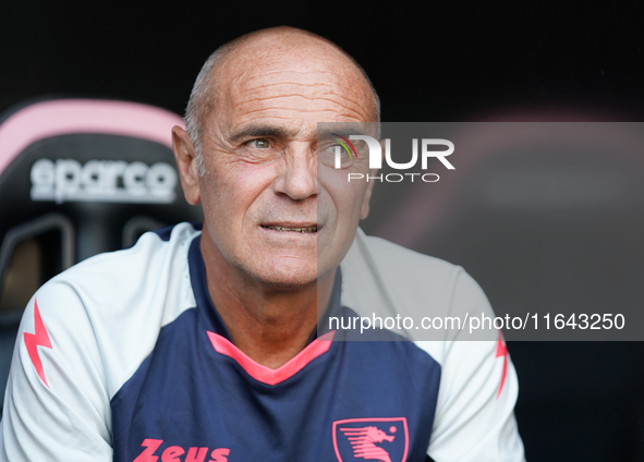 Giovanni Martusciello, head coach of US Salernitana, watches the Serie B match between Palermo and Salernitana at the Stadio ''Renzo Barbera...