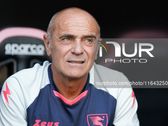 Giovanni Martusciello, head coach of US Salernitana, watches the Serie B match between Palermo and Salernitana at the Stadio ''Renzo Barbera...