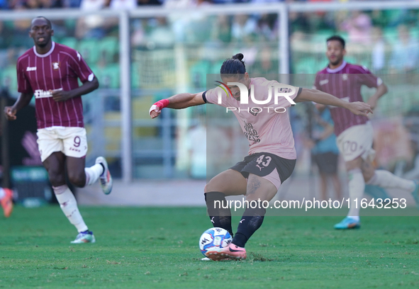 Dimitris Nikolaou of Palermo FC is in action during the Serie B match between Palermo and Salernitana at the Stadio Renzo Barbera in Palermo...