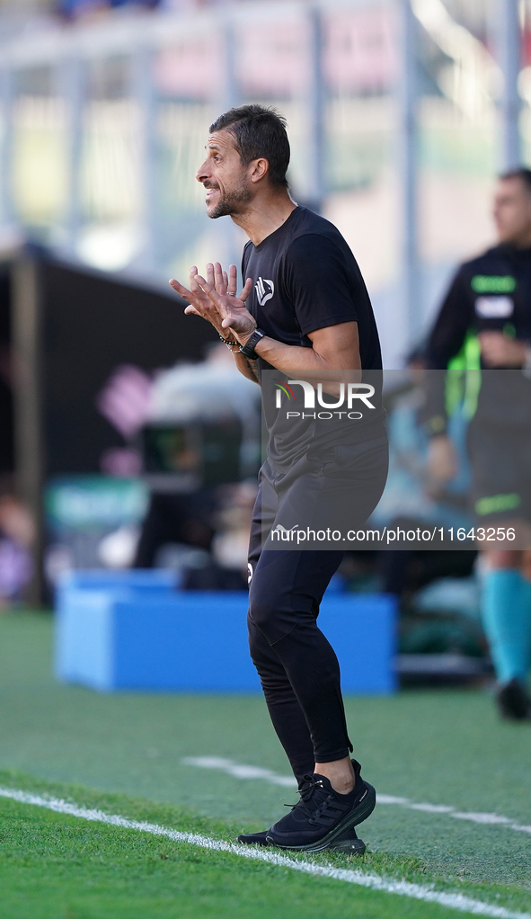 Alessio Dionisi, head coach of Palermo FC, watches the Serie B match between Palermo and Salernitana at the Stadio ''Renzo Barbera'' in Pale...