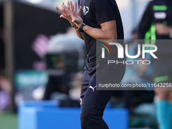 Alessio Dionisi, head coach of Palermo FC, watches the Serie B match between Palermo and Salernitana at the Stadio ''Renzo Barbera'' in Pale...