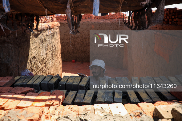 Red brick factory workers in Fayoum, Egypt, on October 5, 2024. 