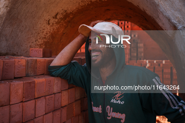 Red brick factory workers in Fayoum, Egypt, on October 5, 2024. 