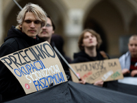 Participants in a pro-Palestinian protest gather on the Main Square and then proceed to the US Consulate and the Jagiellonian University in...