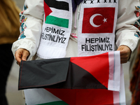 Participants in a pro-Palestinian protest gather on the Main Square and then proceed to the US Consulate and the Jagiellonian University in...