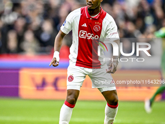 AFC Ajax Amsterdam defender Jorrel Hato plays during the match between Ajax and Groningen at the Johan Cruijff ArenA for the Dutch Eredivisi...