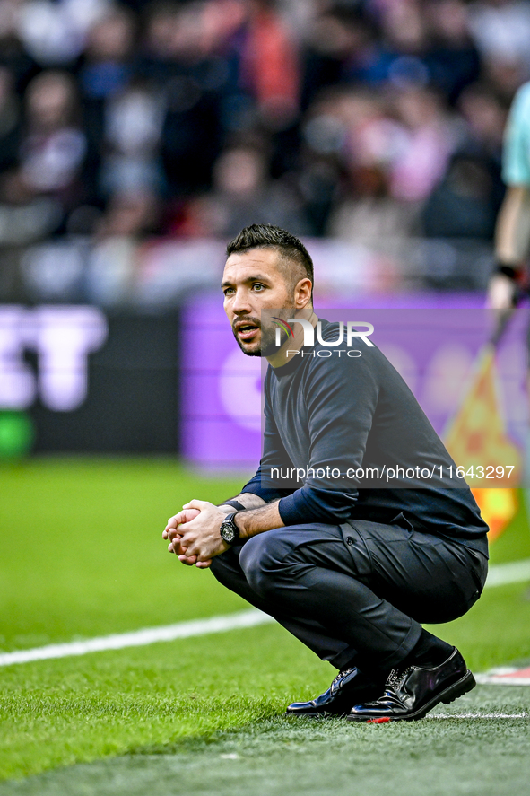 AFC Ajax Amsterdam trainer Francesco Fariolo is present during the match between Ajax and Groningen at the Johan Cruijff ArenA for the Dutch...