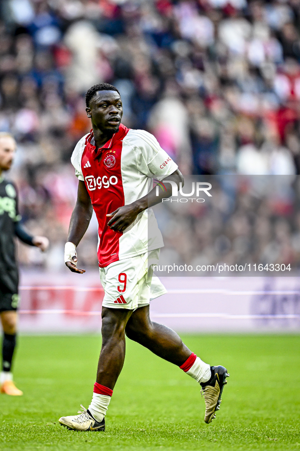 AFC Ajax Amsterdam forward Brian Brobbey plays during the match between Ajax and Groningen at the Johan Cruijff ArenA for the Dutch Eredivis...