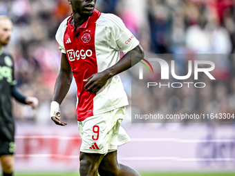 AFC Ajax Amsterdam forward Brian Brobbey plays during the match between Ajax and Groningen at the Johan Cruijff ArenA for the Dutch Eredivis...