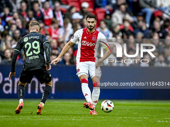 AFC Ajax Amsterdam defender Josip Sutalo plays during the match between Ajax and Groningen at the Johan Cruijff ArenA for the Dutch Eredivis...