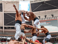 Members of Xiquets de Reus celebrate the victory after building a human tower during the Concurs de Castells competition in Tarragona, Spain...